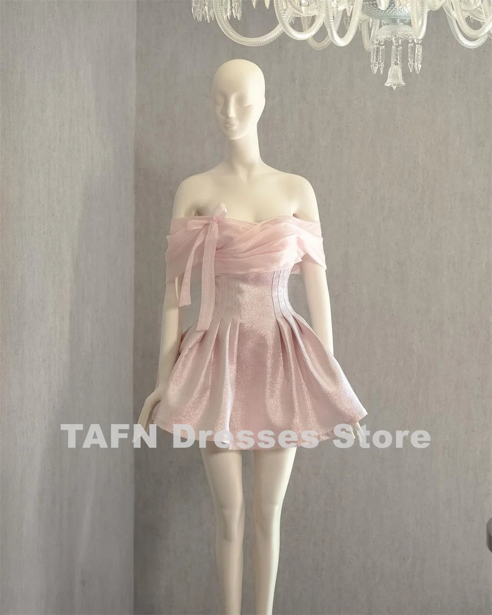 TAFN Princess Pink Prom Dresses A-line Mini Evening Party Dresses Mini robes de cocktail Custom Made Photo Shoot Customized