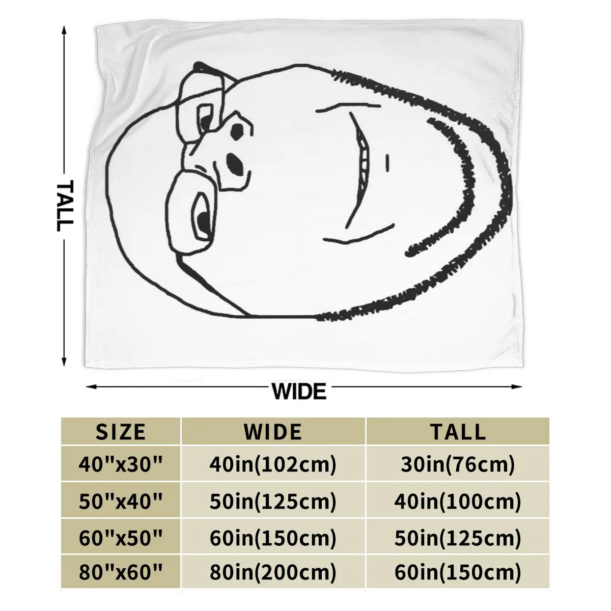 Smiling Wholesome Wojak Soyjak Blankets Soft Warm Flannel Throw Blanket Plush for Bed Living room Picnic Travel Home Sofa