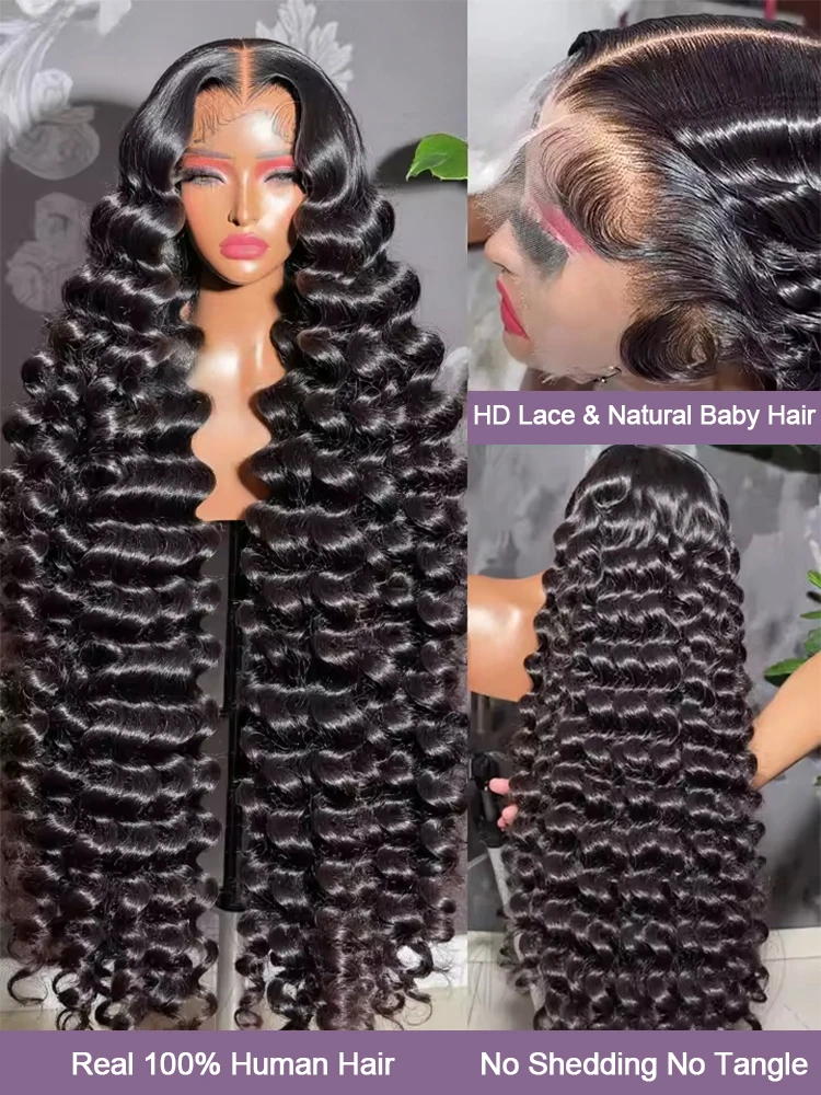 Vague lâche 13x6 dentelle avant noir perruque de cheveux humains cambodgien 30 40 pouces vague de corps d'eau 13x4 7x5 HD dentelle frontale perruque demi perruques