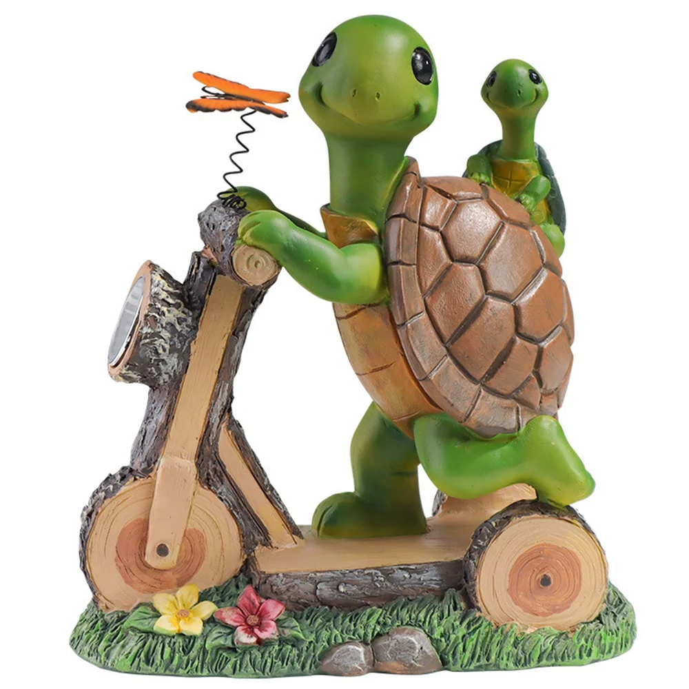 

Garden solar powered mother son turtle cycling ornament garden gardening simulation Crafts Home Living Room Office TV Cabinet