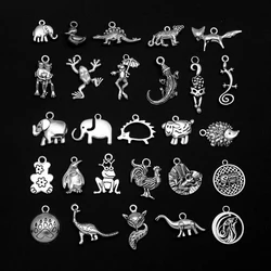 20pcs/lot Antique Zoo Pig Dinosaur Fox Dragon Frog Sheep Charms Animals Pendant For Diy Jewelry Making Supplies Accessories