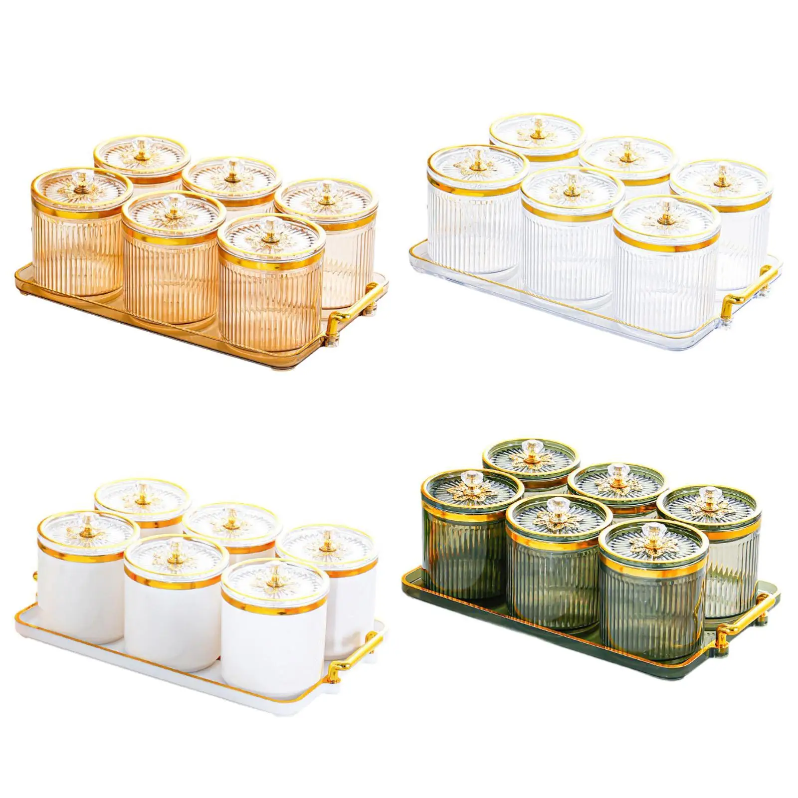 6 Pieces Seasoning Box Set, Condiment Canisters and Tray, Condiment Spice Jars, Condiment Spice Jars for Restaurant Hotel