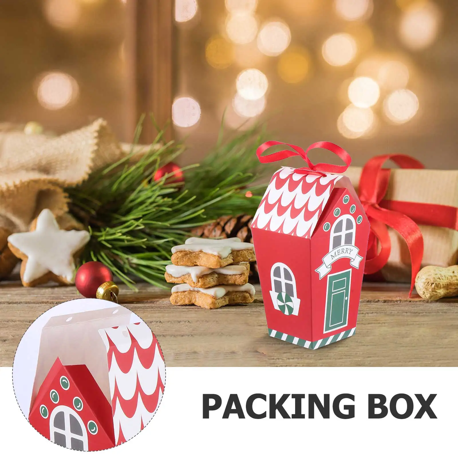 

10pcs 250G Cowhide Paper Candy 19.5*9.5*7Cm Christmas Gift Packaging For Cake Small Gifts Storage Party Props