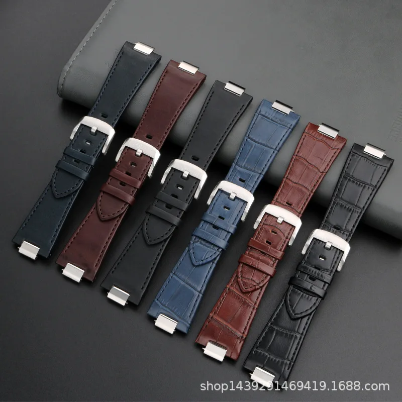 Cowhide Leather Watchband For Tissot PRX T137 Series T137.407 Super Player Watch Band Steel End Link Male Bracelet Strap 26*12mm