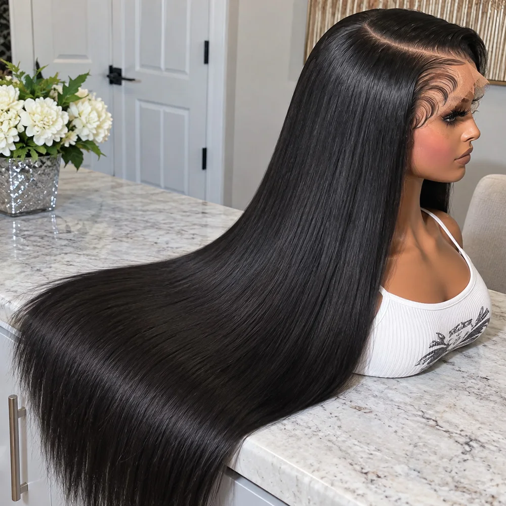 13x6 HD Lace Front Wig Ultra-fitted Cap Design 200% Density Bleached Single Knot Pre-Plucked Vivid Hairline 0.10mm Ultra-thin Invisivle Lace Wig Straight 40 Inch