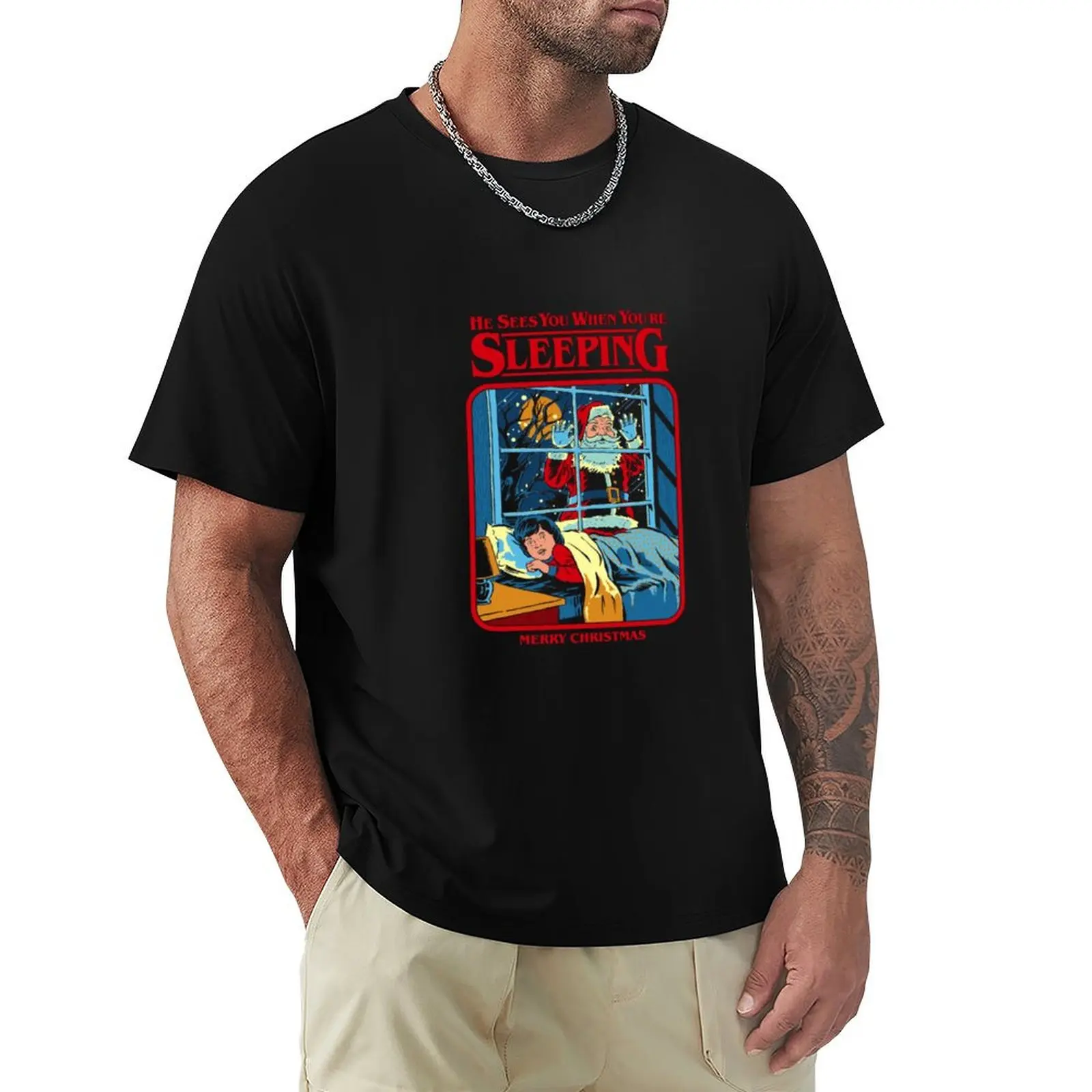 He Sees You When You&x27;re Sleeping T-Shirt Plus Size Summer Short Sleeve T-Shirt