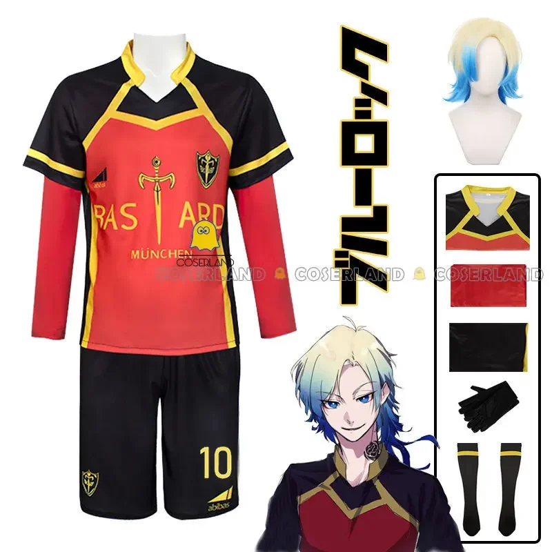 IN STOCK Anime Blue Lock Michael Kaiser Cosplay Costume Wig Red Uniform Bastard Munchen No.10 Germany Team Football Jersey Men