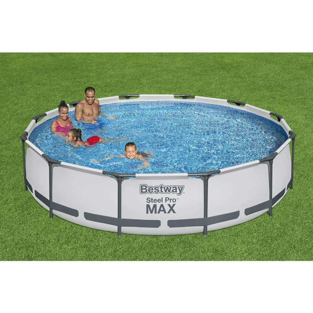 

Above Ground Swimming Pool (12' X 30") | Round Outdoor Backyard Family Pool | Includes 530 GPH Pump and Repair Patch Kit