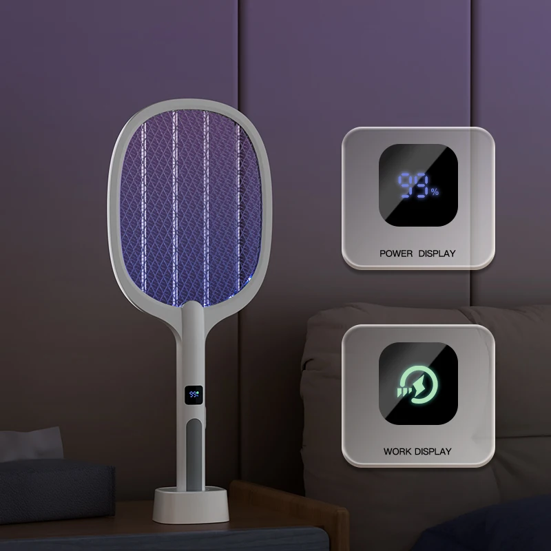 Electric Fly Swatter Handheld Fly Killer and Mosquito Trap Lamp Safe Rechargeable for Home Office Backyard Patio Camping image 2