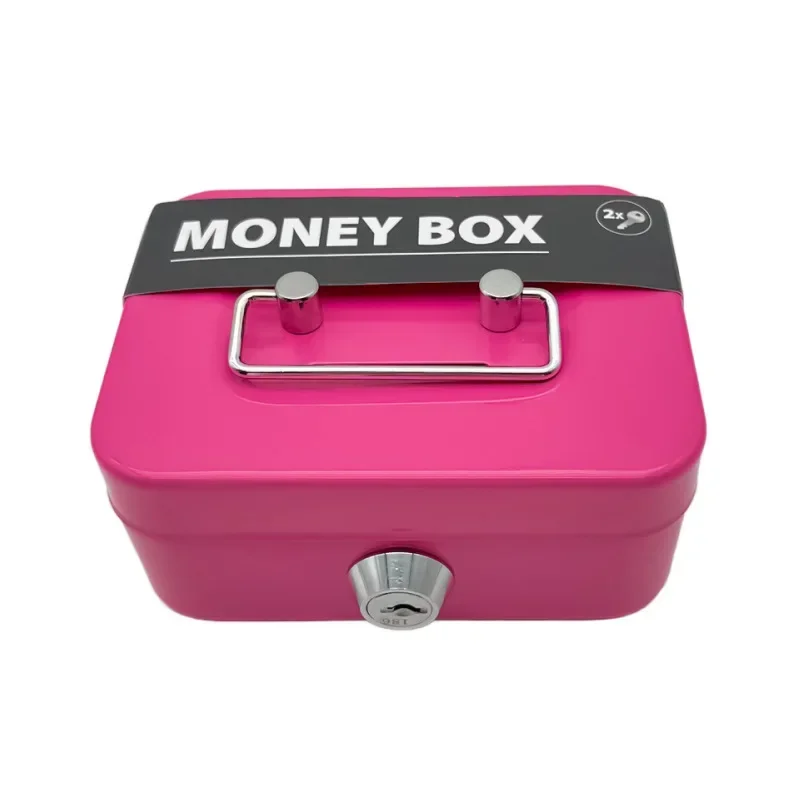 Money Safe Box Lockable Cash Box With Key,Portable Piggy Box Made Of Metal Small Security Lock Box Sturdy Coin Boxes For Kids