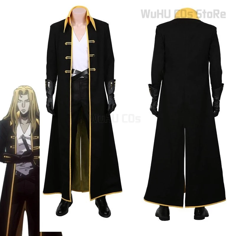 

Castlevania Adrian Țepes Arukado Alucard Cosplay Costume Wig Outfit Anime Style Halloween Party Roleplay Mens Suit Coat Pants