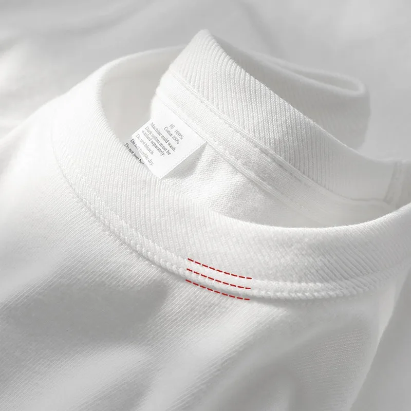 300g Xinjiang Pure Cotton Heavy Weight Non-shrinking Black White Pure Cotton T-shirt Women Brushed