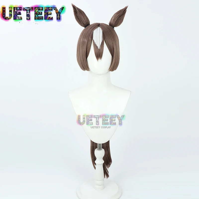 UETEEY Uma Musume: جميلة ديربي ساتونو الماس شعر مستعار تأثيري آذان الذيل تأثيري هالوين الدعامة الشعر الاصطناعية مقاومة للحرارة