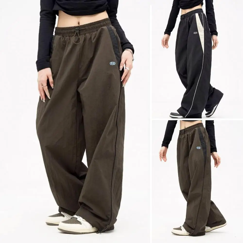 High Waist Jogger Pants Retro Patchwork Color Jogger Pants for Women with High Waist Oversized Wide Leg Hop Baggy Trousers