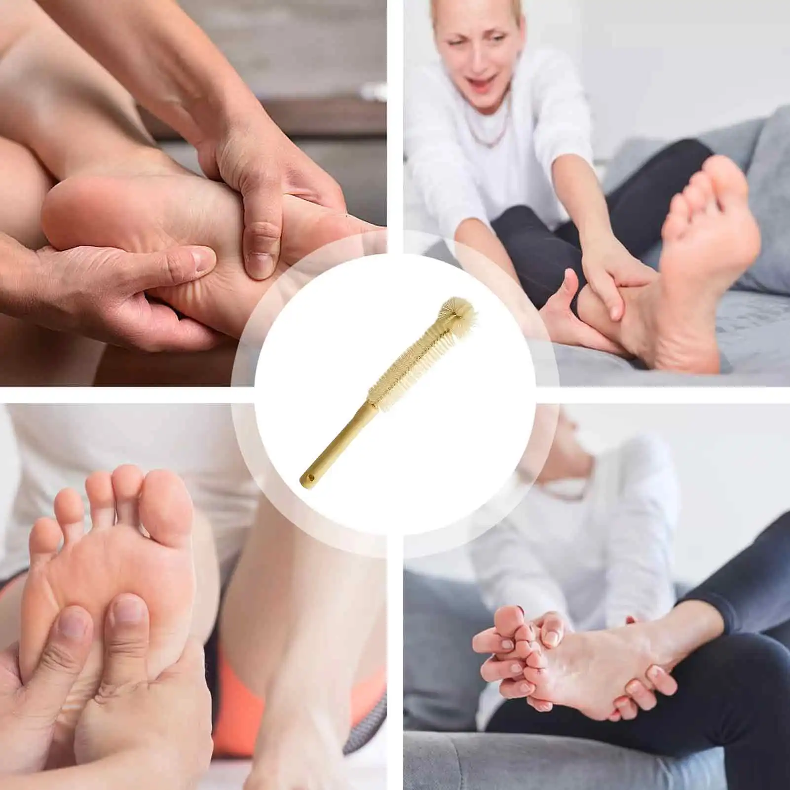 Long Handle Wood Foot Brush Soft Skin Exfoliation Lotion Applicator for Elderly Pregnancy Children Use