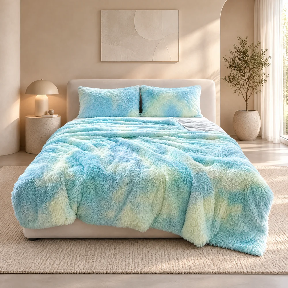 Pink Tye-dye Thermal Coral Fleece Blanket Long Haired Coverlet Throws