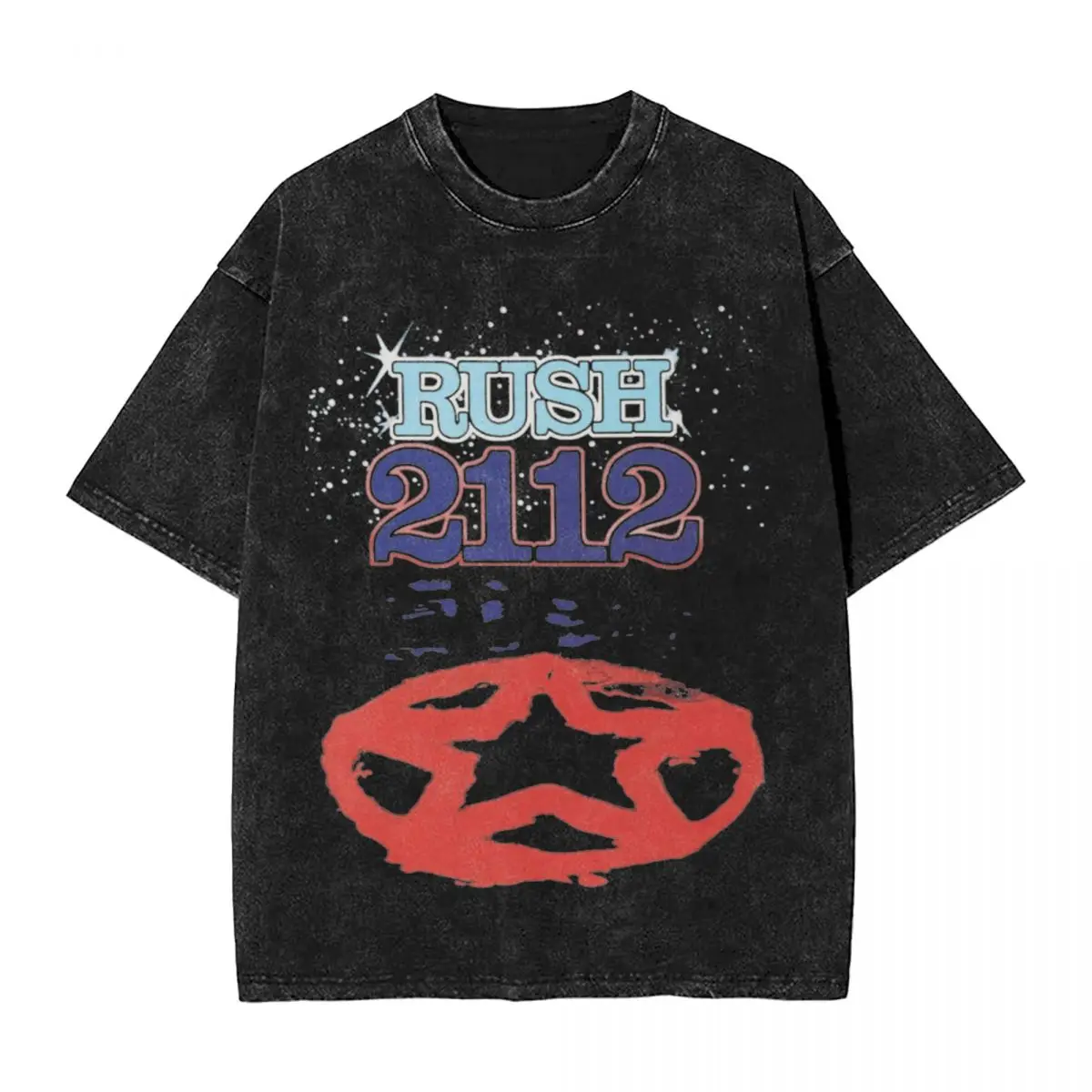 Roll Never Walk Alone Rush 2112 Band T Shirt Hip Hop Washed Cotton Oversize T-Shirts Retro for Men Women Streetwear Tee Shirt