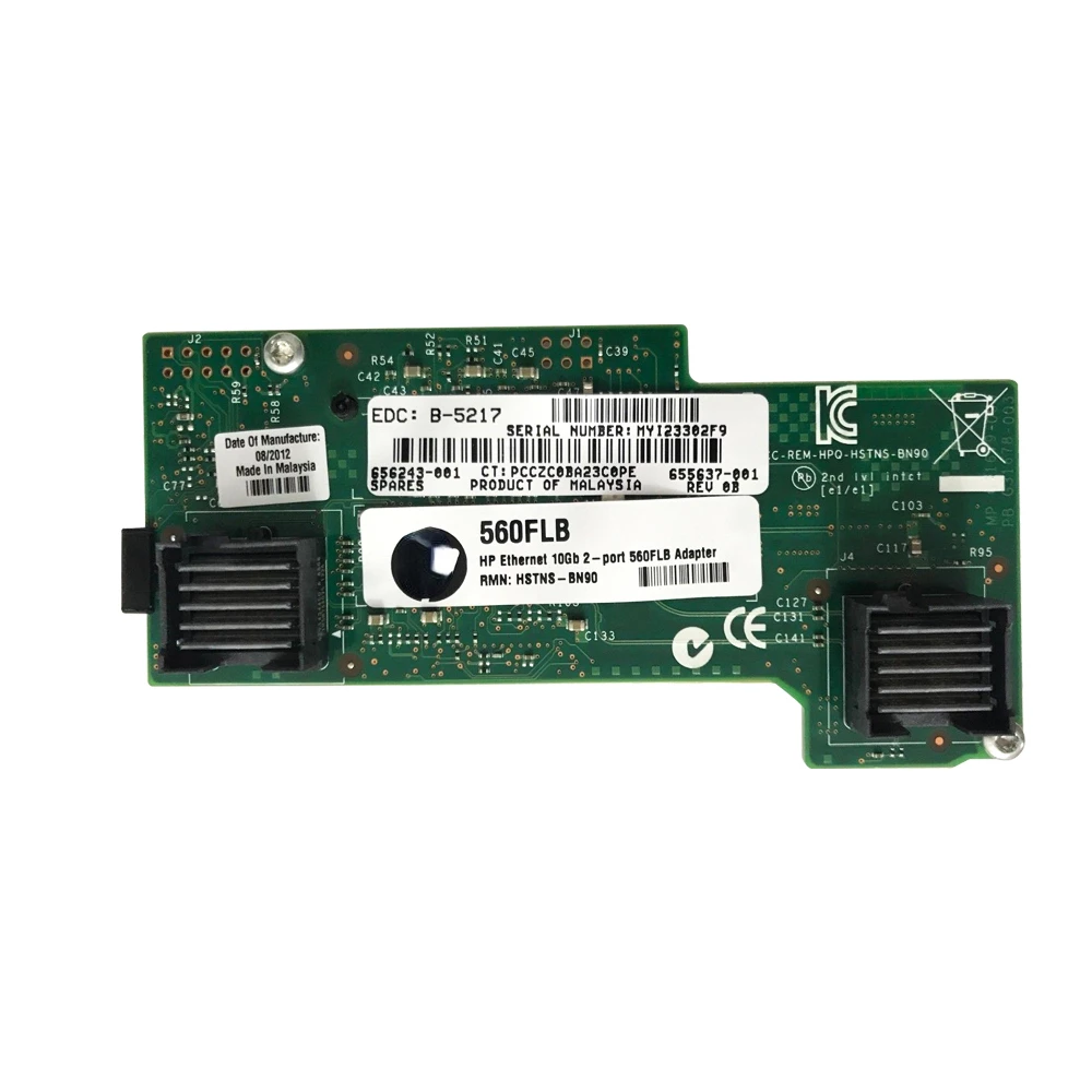 Placa de expansión de servidor de 2 puertos, adaptador FlexFabric de 10Gb, 655637-001, 656243-001, Original, para HP Ethernet, 10Gb, 560FLB