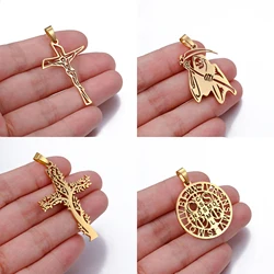 Stainless Steel Tree of Life/Death/Jesus Medals Cross/Jesus Cross Pendants Religious Christian Necklace Jewelry Making Charms