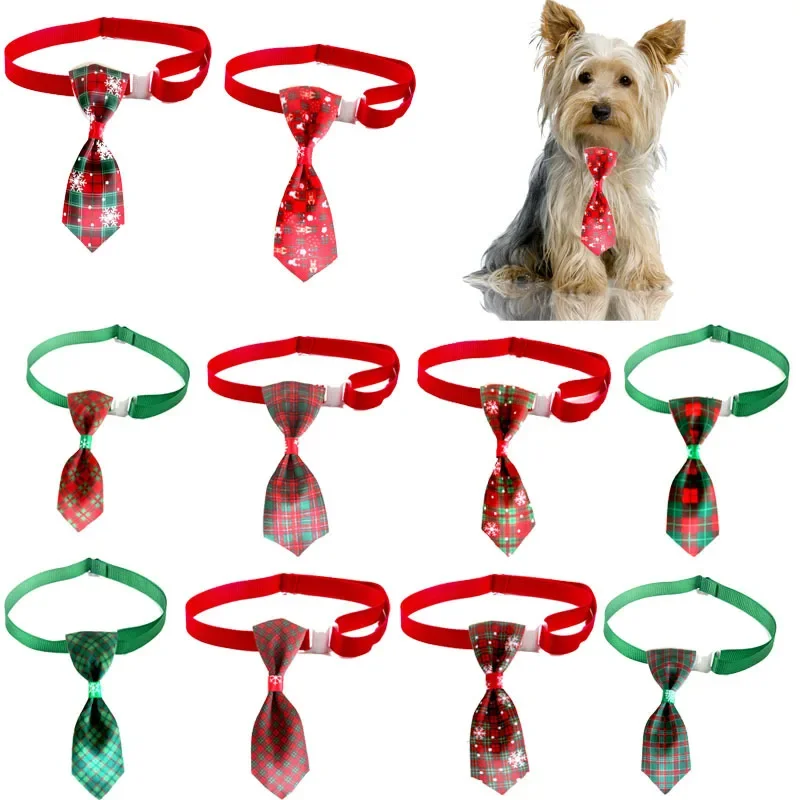 New Christmas Holiday Plaid Pet Tie Pet Accessories for Cats and Dogs Christmas Necklaces Collar Dog Bow Tie Grooming