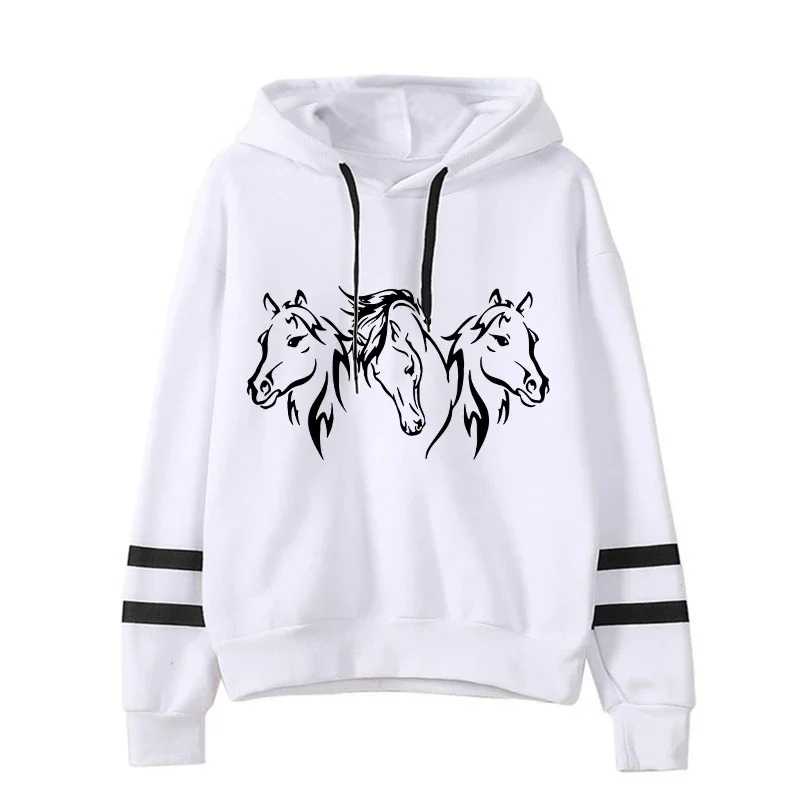 New Men'S Women'S Winter Autumn Fashion Hooded Horse Head Casual Long Sleeve Hoody Hoodies Sweatshirts Loose Pullover