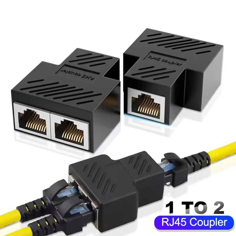 RJ45 Splitter 1 to 2 Ethernet Adapter Internet Network Cable Extender RJ45 Connector Coupler for PC TV Box Router