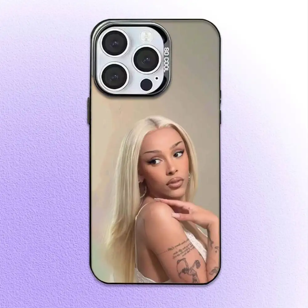 Singer D-Doja Cats Phone Case For iPhone17,16,15,14,13,12,11 Plus,Pro Max Colored Silver Plated Inside Cover