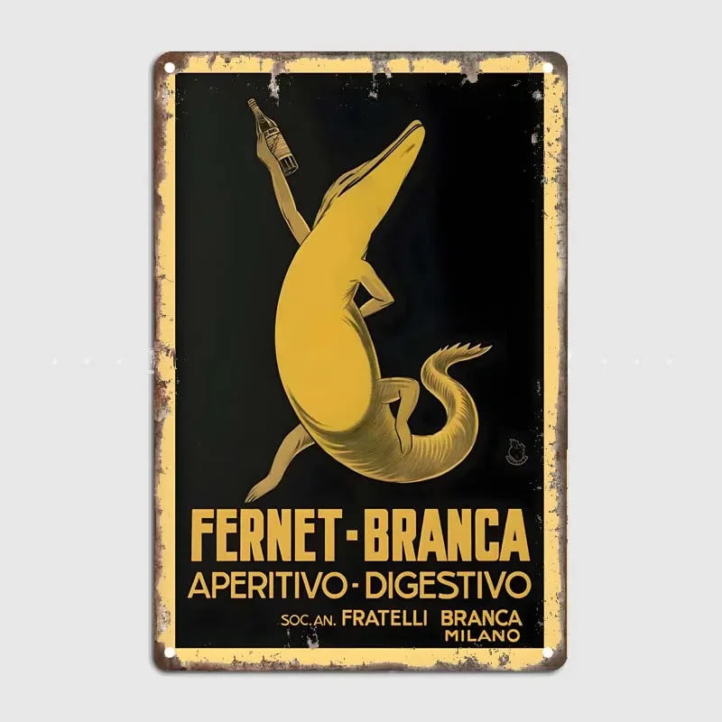 Vintage Funny Metal Wall Art Mural Fernet Branca Aperitivo Metal Sign Custom Home Decoration Accessories Room Decor Retro Poster