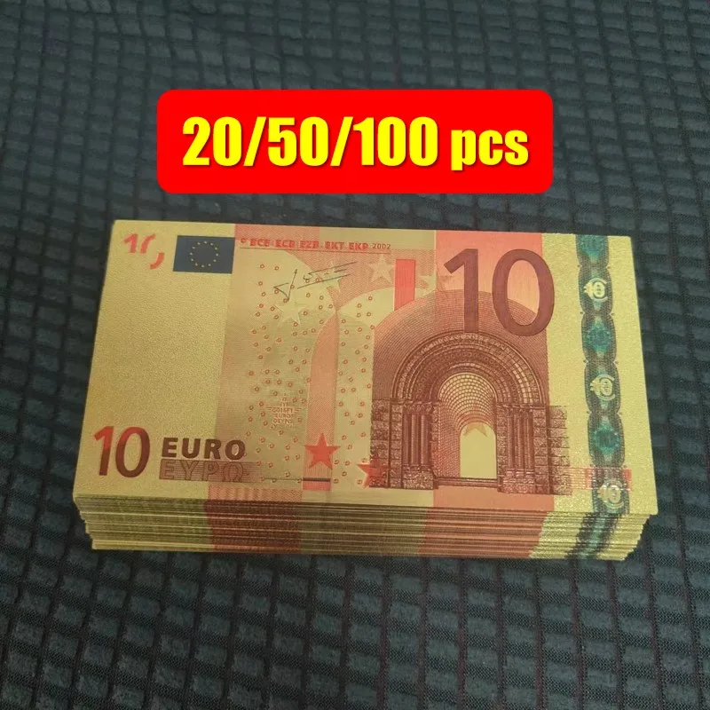 20 ~ 100 Uds. De billetes falsos de 10 euros, billetes europeos de dinero falso, colección de regalos de billetes de oro de 10 euros