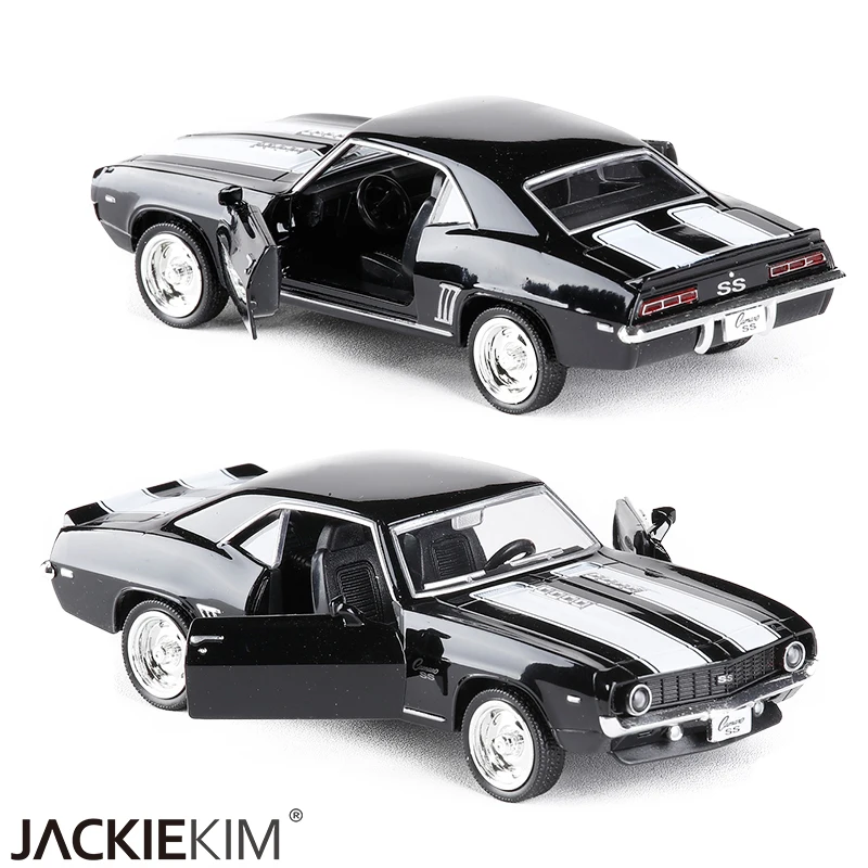 1:36 Chevrolet USA 1969 Camaro SS Vintage czarny odlewany Metal Model samochodu zabawka do kolekcji prezent dla dzieci A318