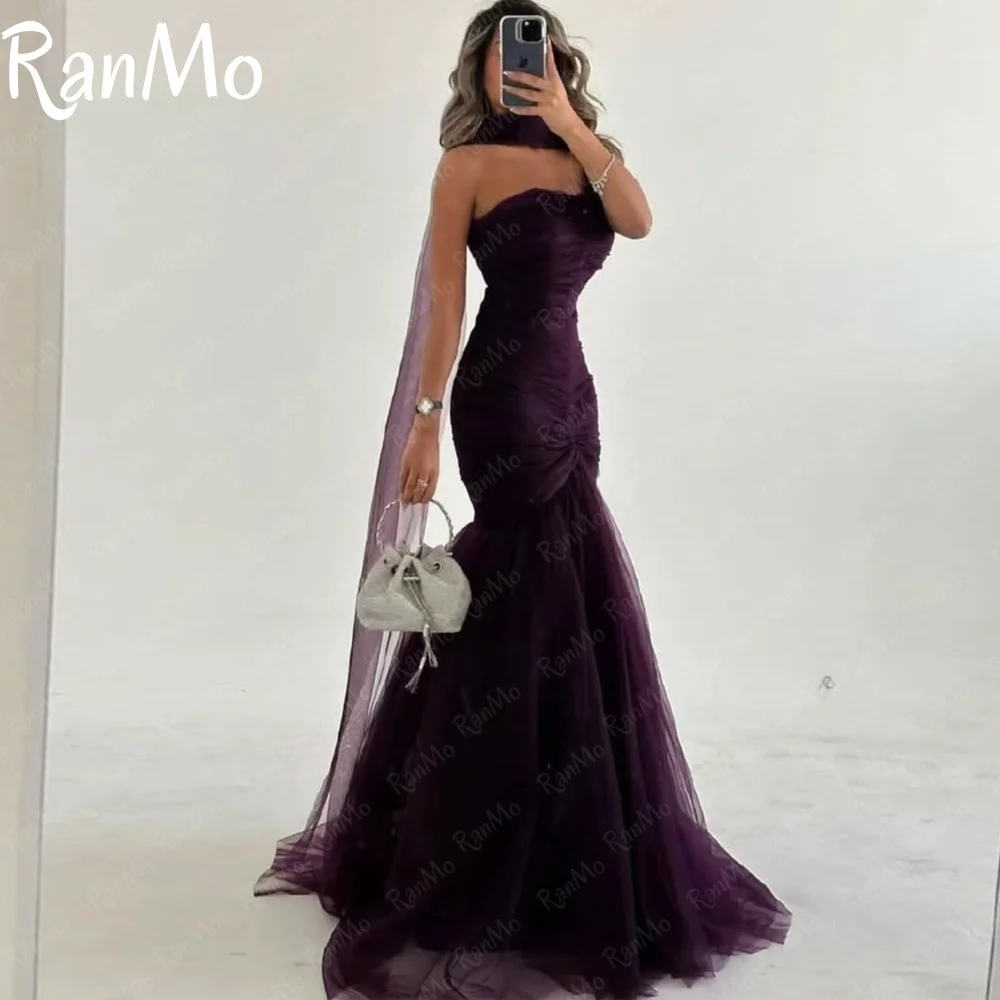 

Ranmo 2025 Новые вечерние платья для выпускного вечера Сексуальная русалка без бретелек Саудовская Аравия Тюлевое вечернее платье Вечерние коктейльные платья для выпускного вечера по индивидуальному заказу