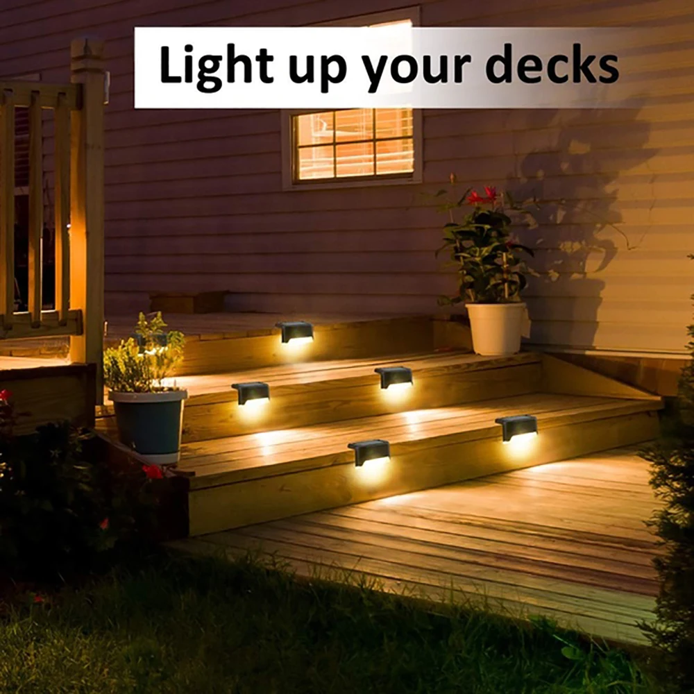 Impermeável Solar LED Light, Luzes ao ar livre do jardim, Stair Garden Fence Decor, Lâmpada de luz solar