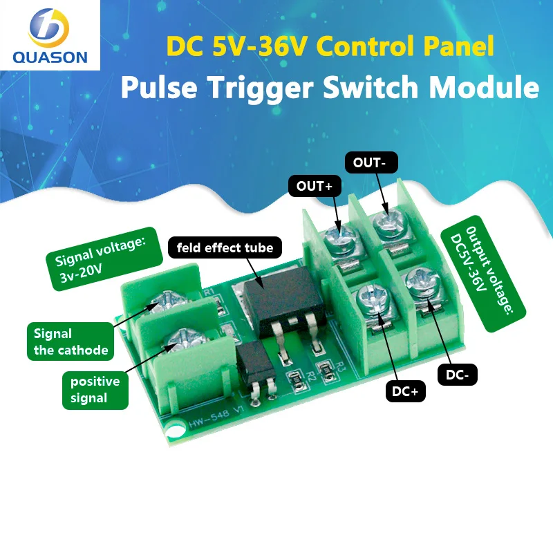 LED 모터 펌프용 전자 펄스 트리거 스위치 제어판, MOS FET 전계 효과 모듈 드라이버, DC 5V-36V