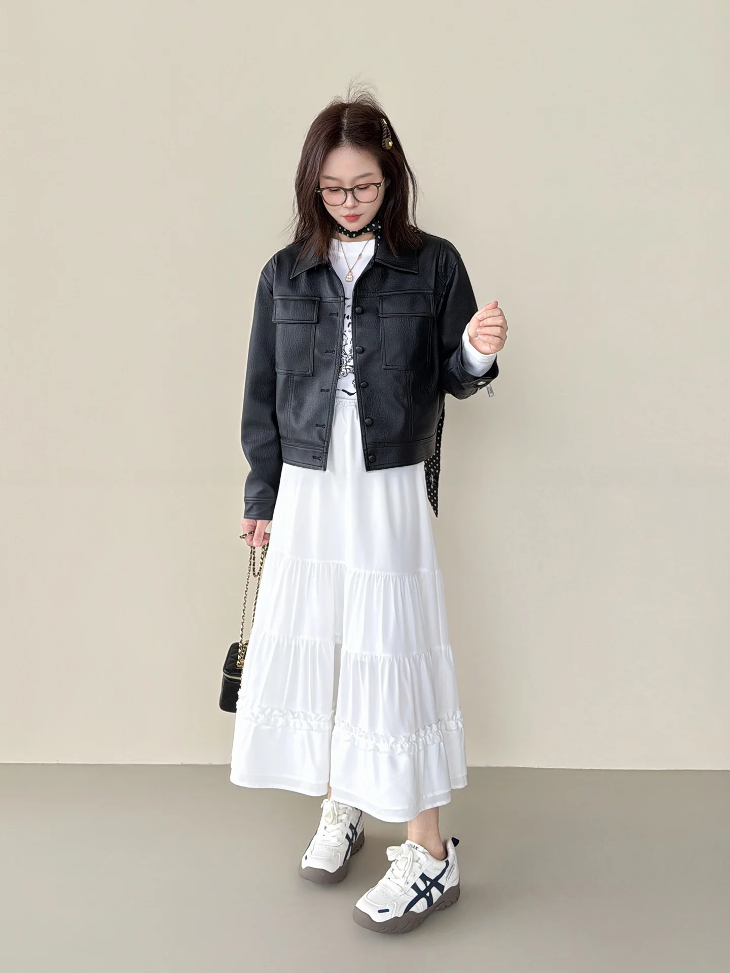 

Faionable ort PU Leather Jaet Women's Spring 2026 Sli Korean Sle Cact Size Biker Coat Warm Casual Outerwear