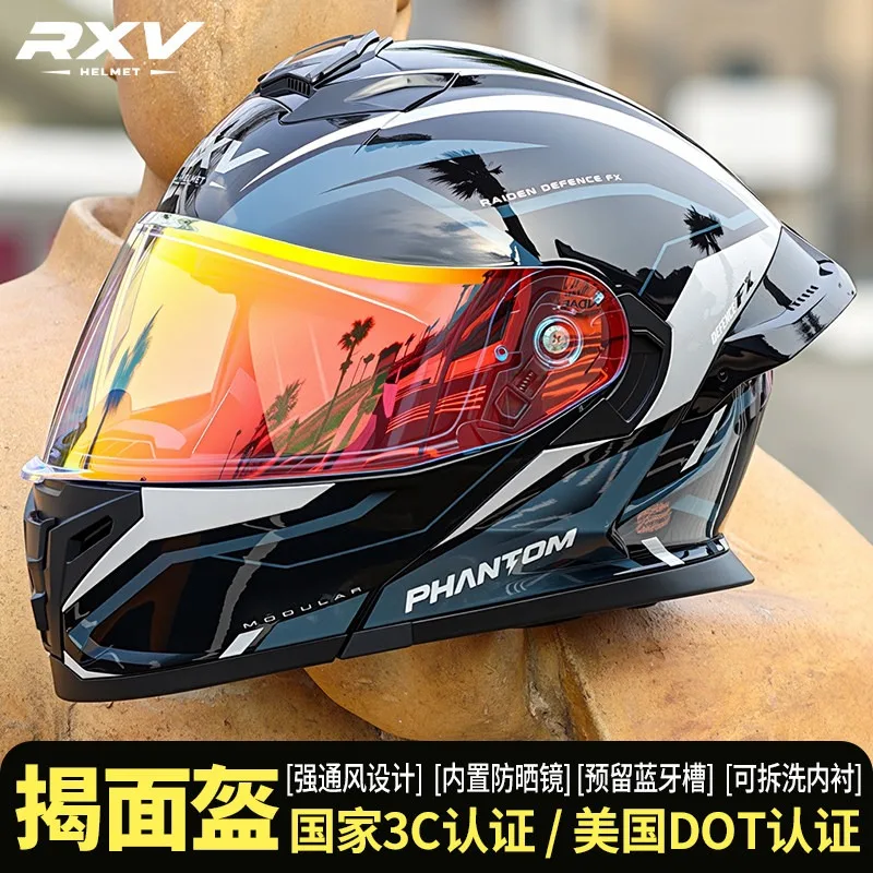 RXV Modular Flip Up Full Face Motorcycle Helmet Dual Visor Night Vision DOT Approved Cascos Para Motos Motocross Anti-Fog Unisex
