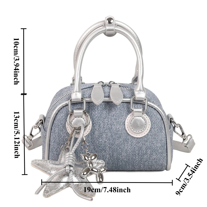 New Korean version of the comfortable handheld shell bag ins simple denim shoulder bag senior sense of crossbody women's bags