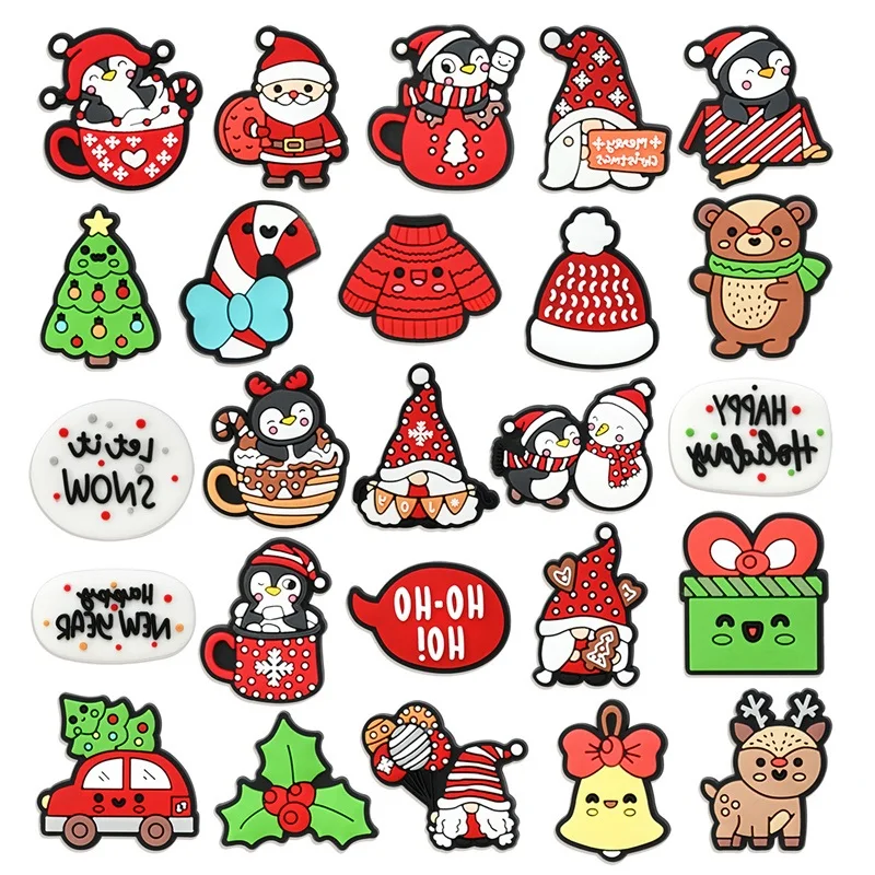 

MINISO New Christmas Shoe Charms For Sandals Santa Claus & Reindeer Clog Accessories for DIY Shoe Wristband Festive Party Gifts