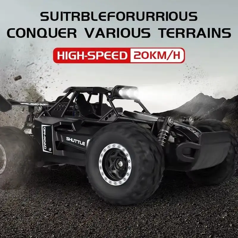 RC Car 1:16 2WD with LED Light 2.4G 20KM/H High Speed Off-Road Climbing Remote Control Car Toy Gifts for Boys Girls Kids
