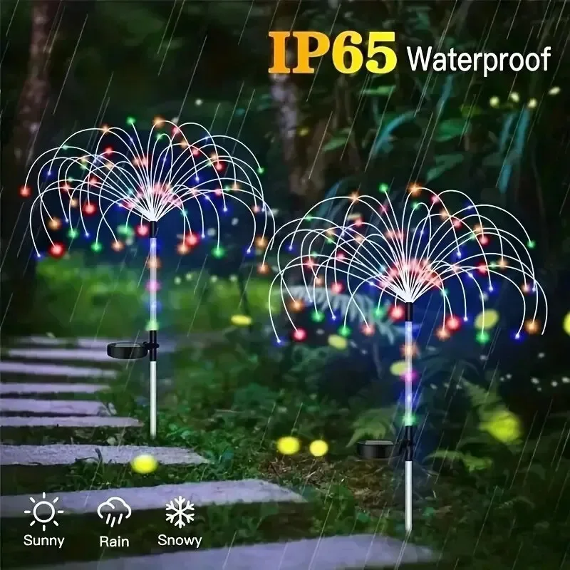 Imagem -06 - Impermeável Solar Fireworks Lâmpada Árvore ao ar Livre Luz Faça Você Mesmo Decoração Gramado Pátio Jardim 200 Led Lâmpada