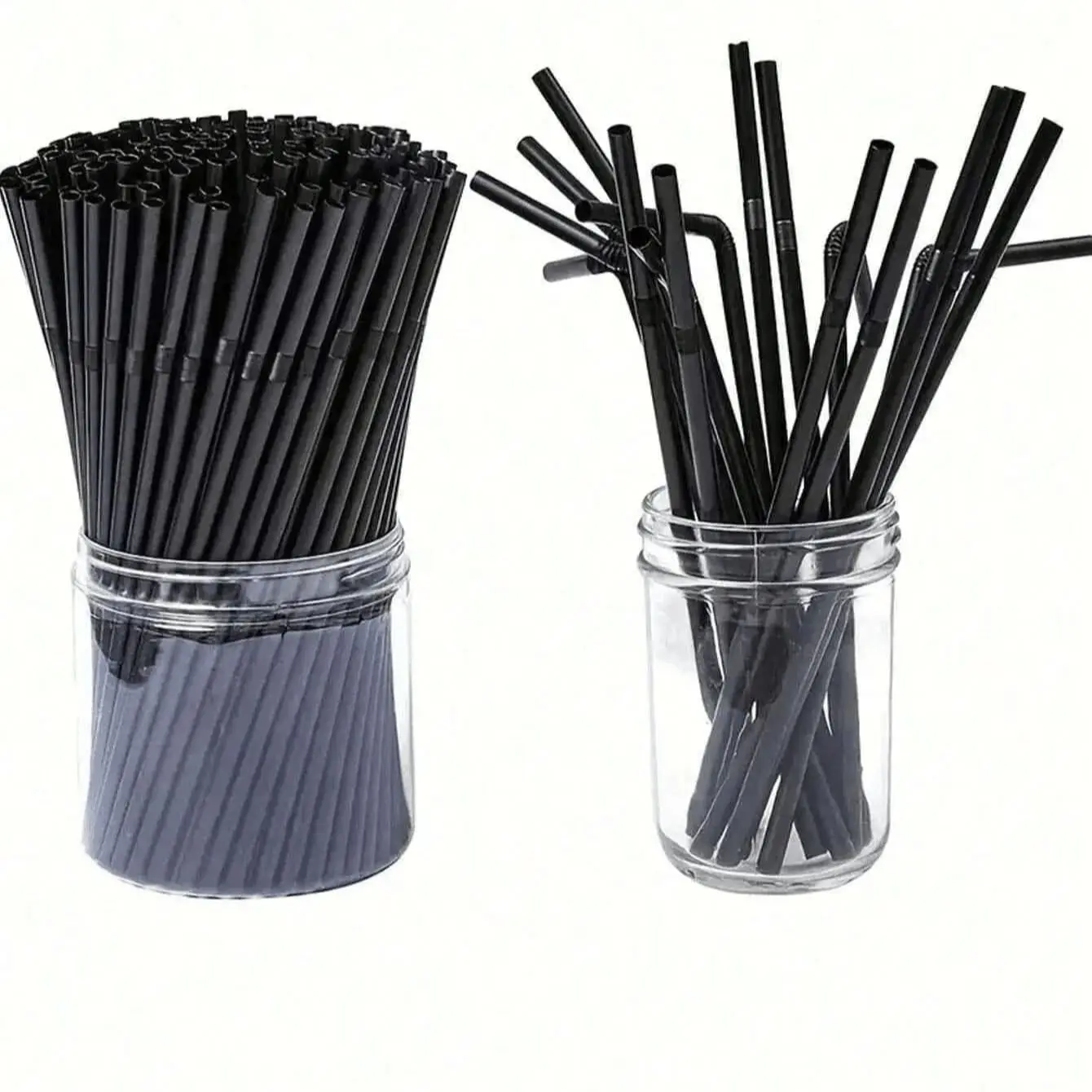 

100pcs size 6 * 240mm black elbow cocktail decorative straw, can be bent Coke soybean milk canned drinking straw