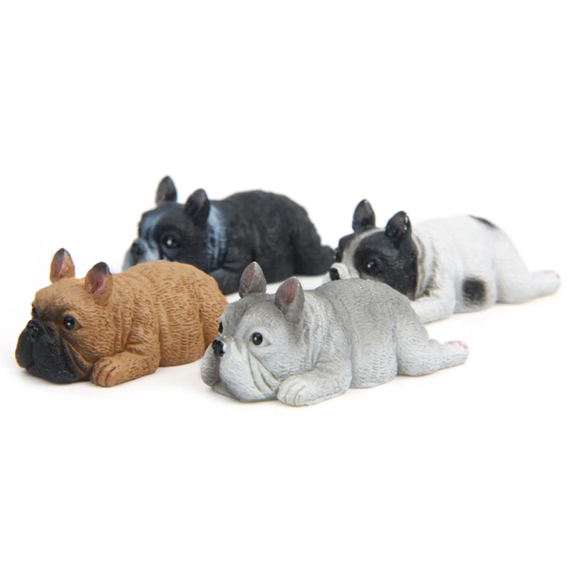 

Simulation Pet Dog Puppy French Bulldog Resin Figurines Refrigerator Magnet Sticker Landscape Car Decoration Models Dolls Gifts