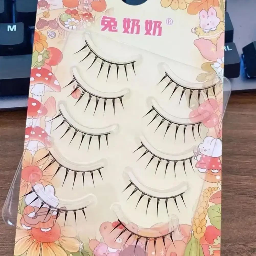 Natural Looking Fake Eyelashes One Piece False Eyelashes Stem False Black Artificial Manga Makeup Eyelashes Tool Plastic A7Y7
