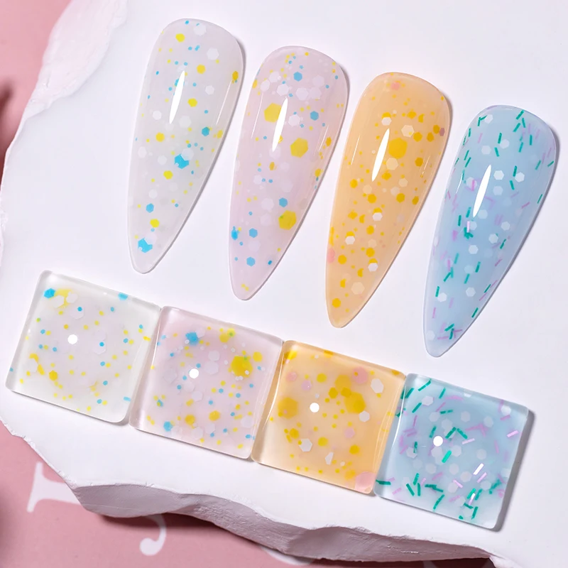 PUENTE 7.5ML Colore pastello Glitter Paillettes Base in gomma Gel Smalto per unghie Soak Off UV Semi-Permanente Vernice per unghie per manicure