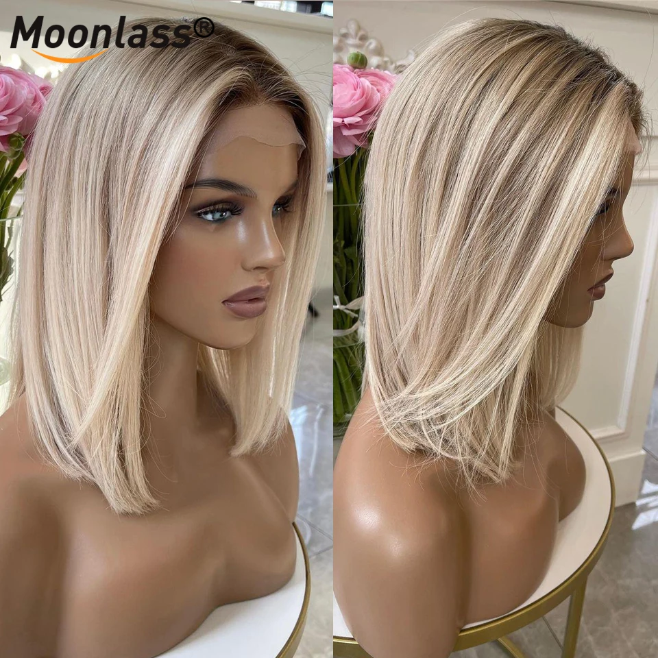 Perruque Lace Front Wig Remy Body Wave transparente, cheveux lisses, blond cendré, 13x4, densité 180%, pre-plucked, pour femmes