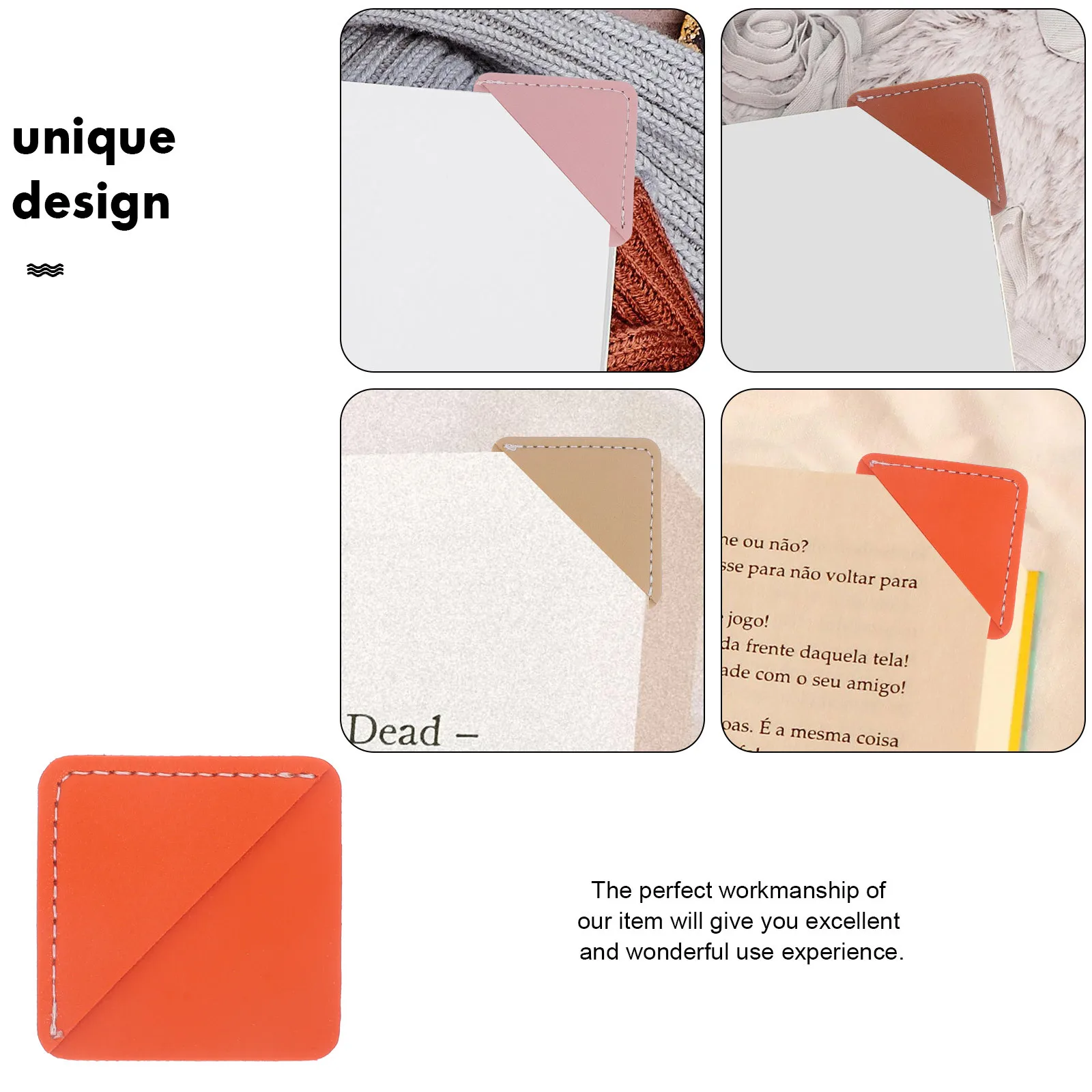 

6Pcs PU Material Bookmarks Simple Delicate Excellent Craftsmanship Corner Cover for Reading Photo Albums Gift Book Marker