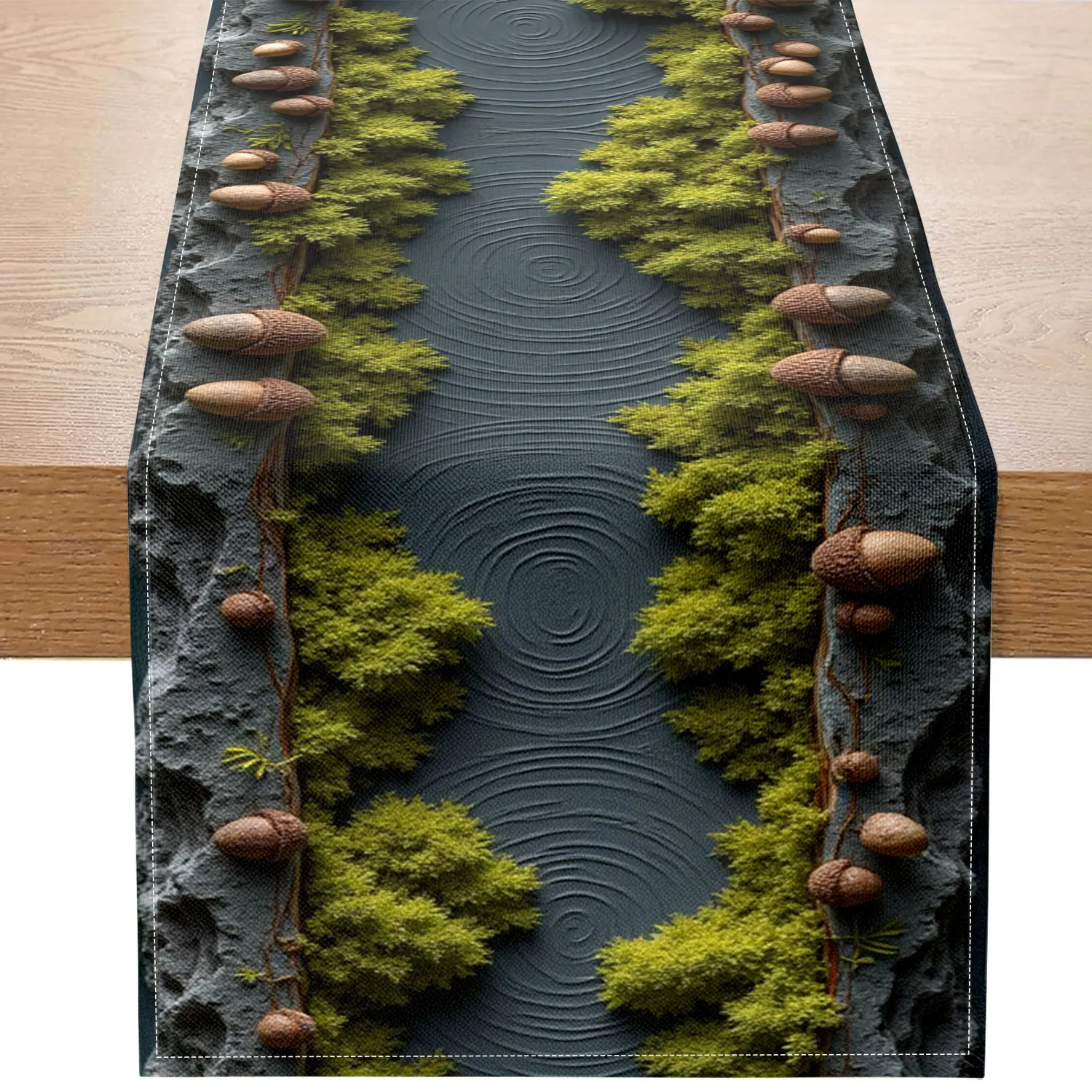 

1 Piece of Forest Tree Pattern Themed Table Runner, Featuring Tree Stump Moss, Suitable for Natural-Style Restaurants, Home Decoration, and Camping Activities.