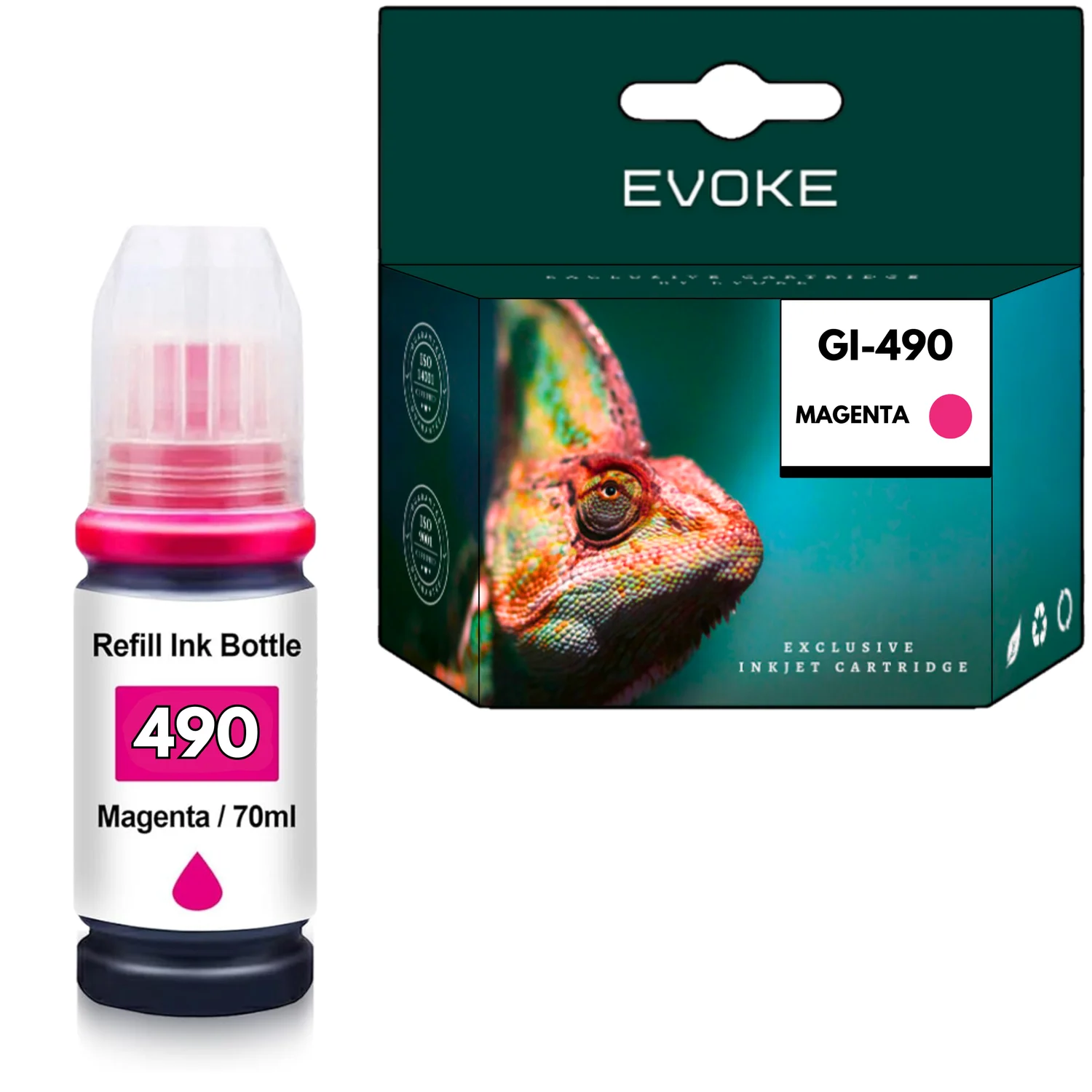 Evoke Compatibele Inkt voor Canon Gi-490M Gi490M Magenta 70 ml 7000 Pagina's Pixma G1400 G1411 G1500 G1501 G1510 G1515 G2200 G2400 G2411 G2500 G2501 G2510 G3200 G3400 G3411 G3500 G3501 G3510 G3515