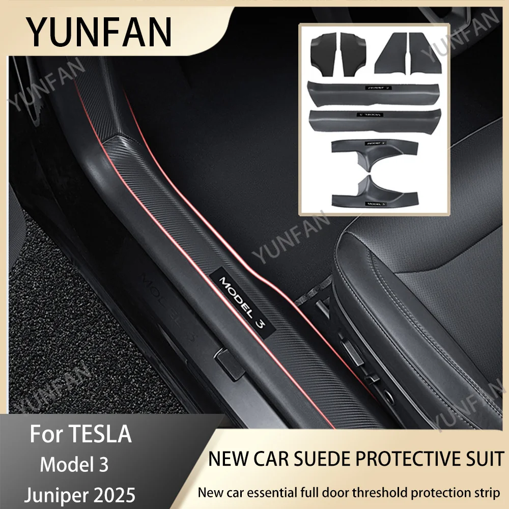 

Защитная накладка на порог для Tesla Model 3 Highland 2024-2025, защитная пластина на порог, защитная полоса для педали, водонепроницаемая накладка