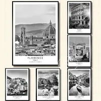 Black White Italy Travel Poster Retro The Colosseum Capri Venice City Landscape Print Canvas Painting Nordic Wall Art Home Decor