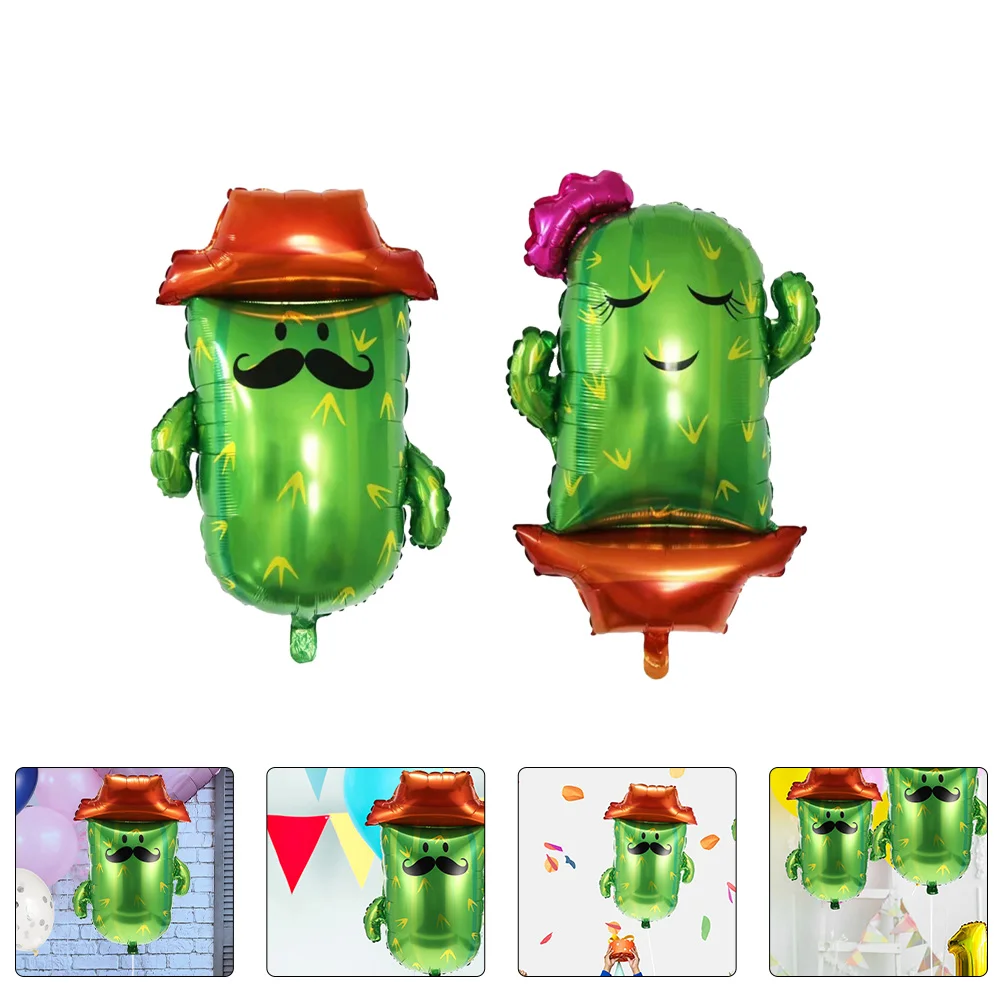 

2pcs Cactus Balloons Aluminium Film Reusable Birthday Party Decorations Photo Props For Wedding Festival Celebrations Party